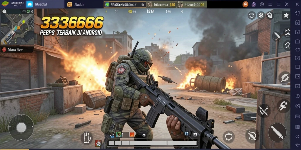 Tangkapan layar gameplay menampilkan aksi pertempuran seru dalam 333666.