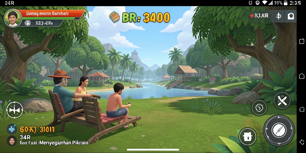 Tampilan gameplay 34R yang ceria dan menarik.