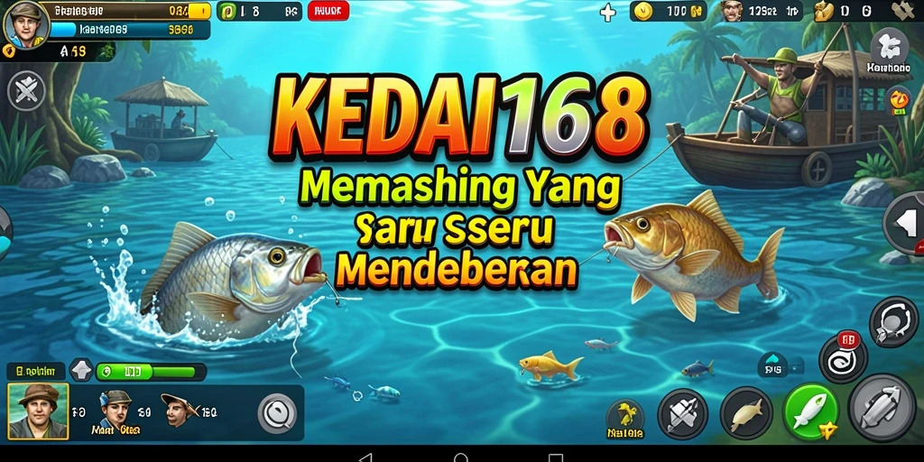 Screenshot gameplay KEDAI168 menunjukkan aksi memancing yang seru dan menegangkan.
