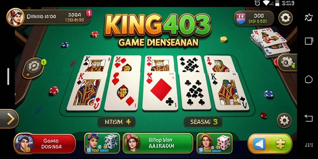 Screenshot utama KING403 menampilkan gameplay Domino yang seru dan menantang.