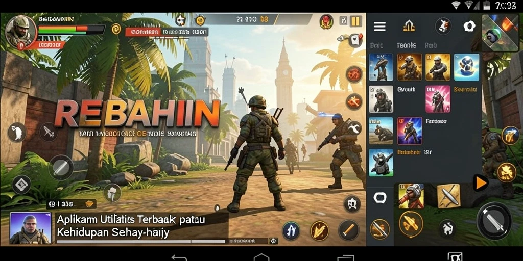 Screenshot utama menunjukkan tampilan antarmuka aplikasi REBAHIN yang intuitif.